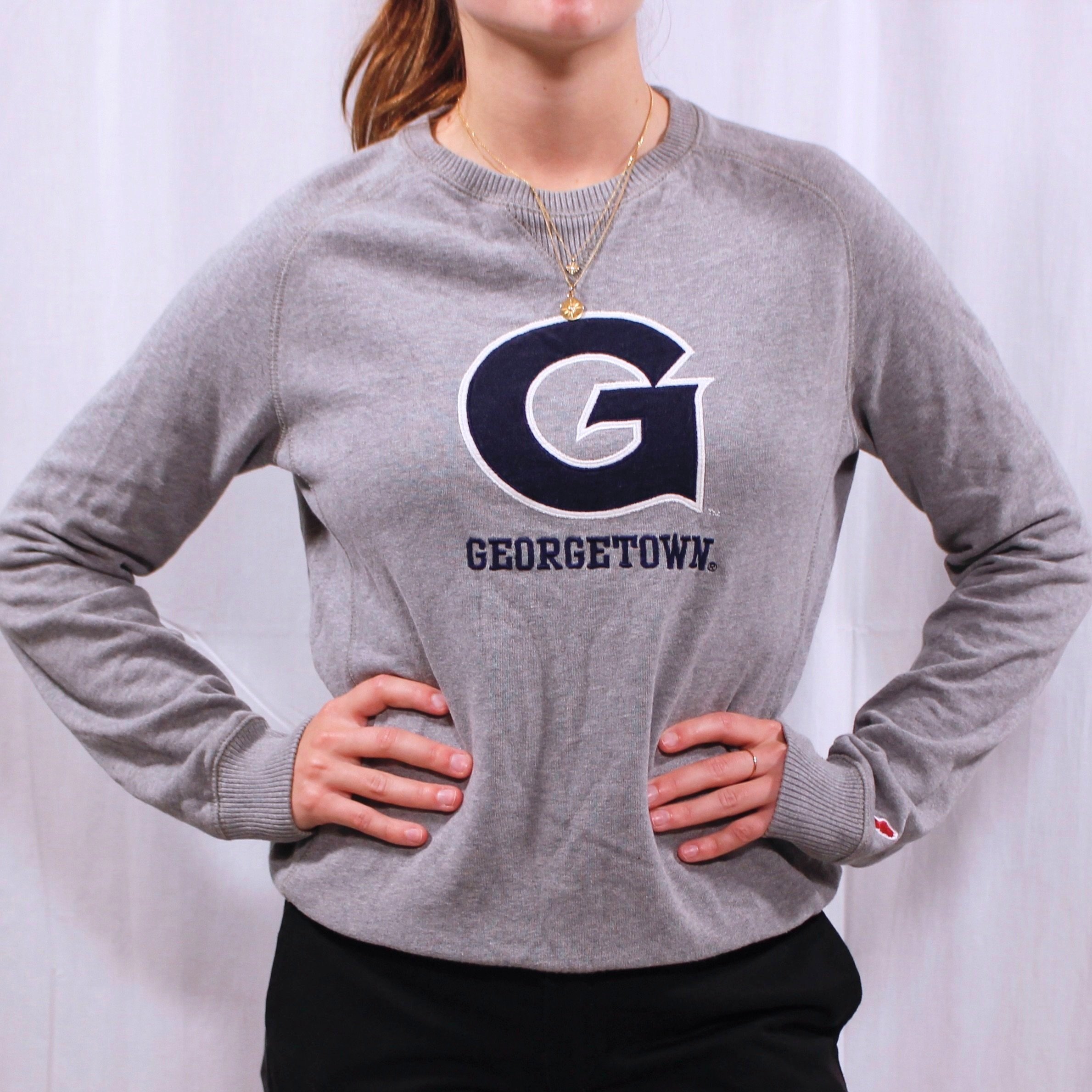 Grey Sweatshirt with Navy Georgetown Logo