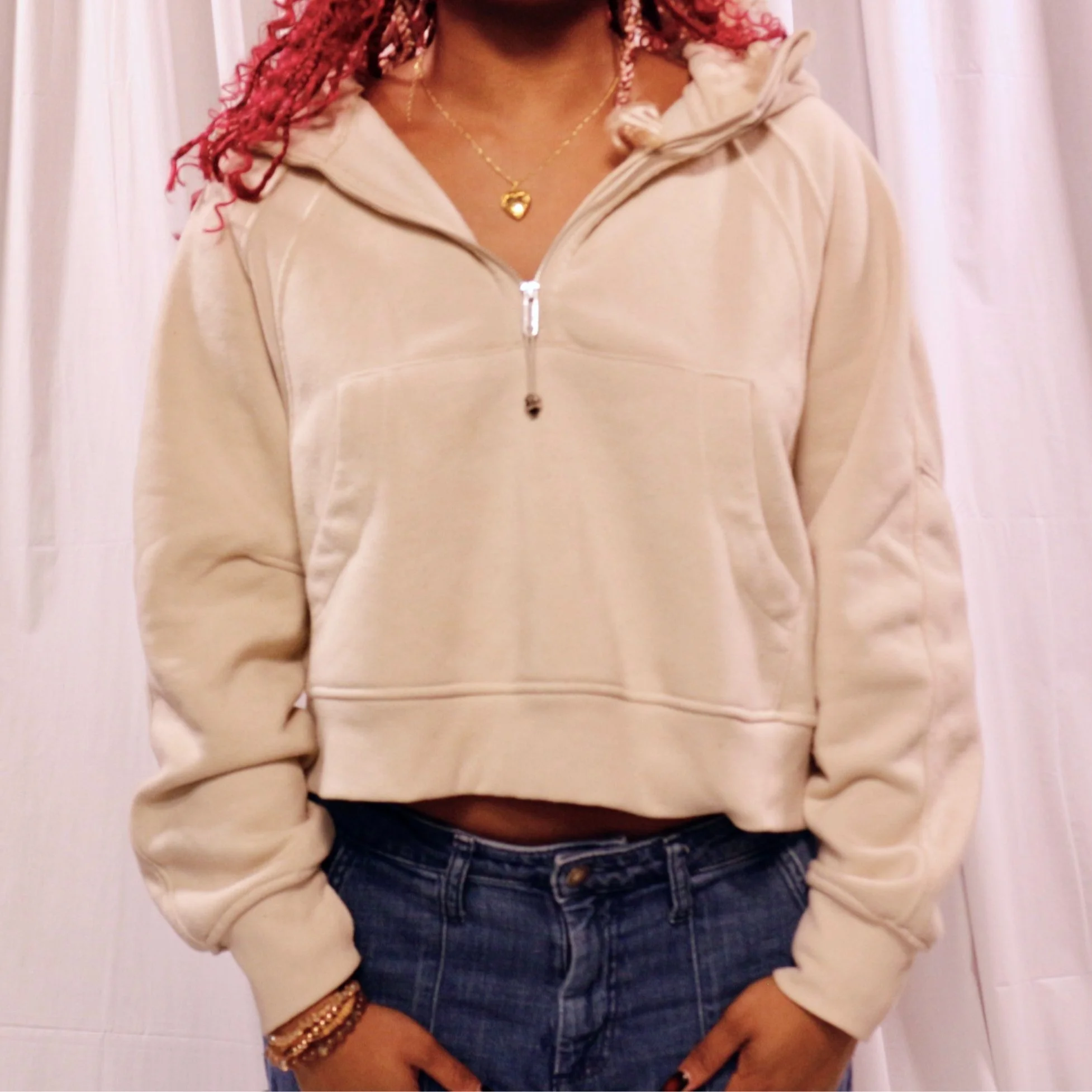 Better / Together Beige Cropped Half Zip