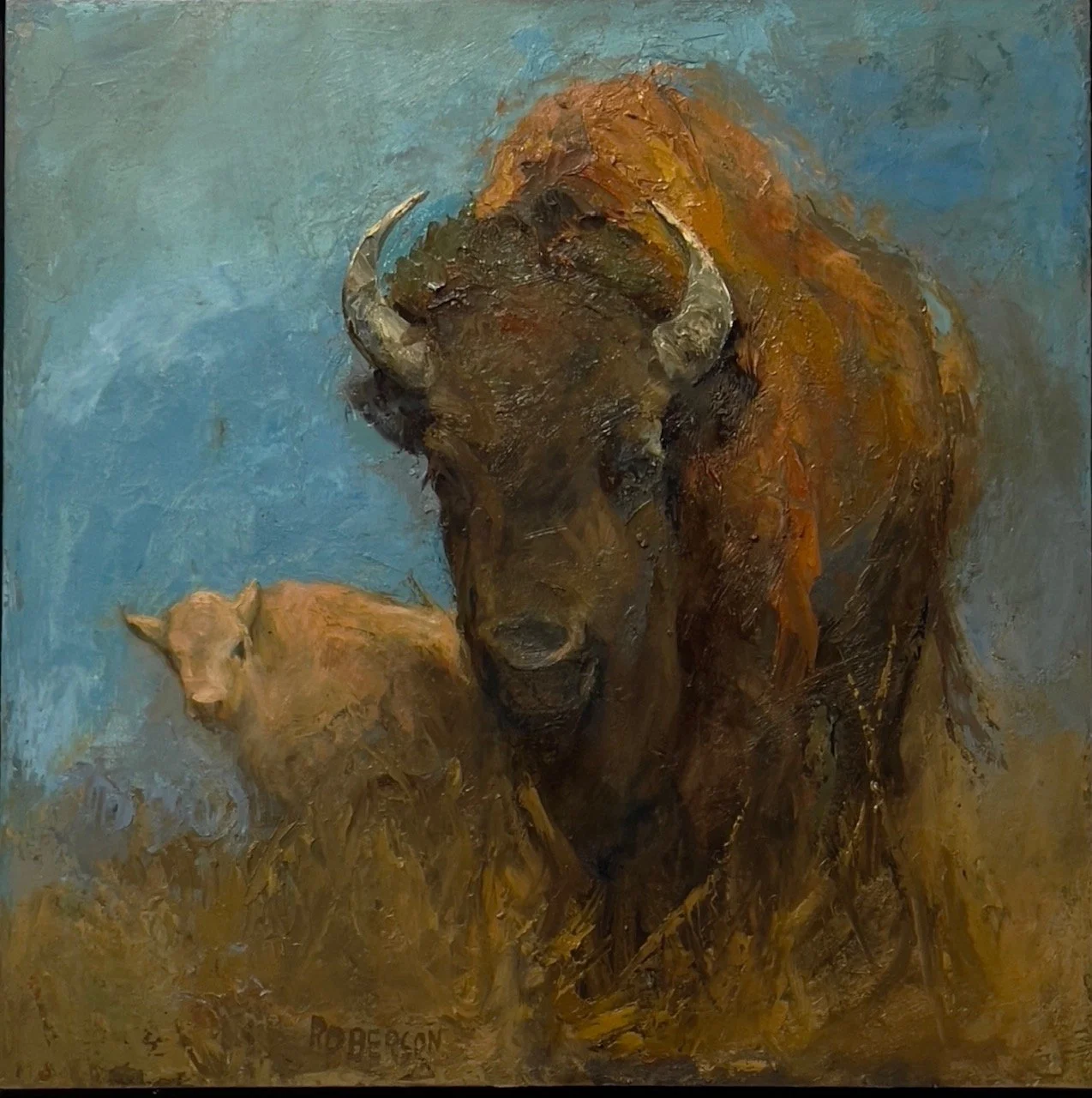 Bison with Her Calf
Oil
16" x16" 
$3,200
