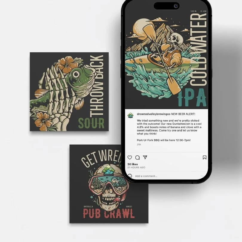 It's spooky season. #Halloween approaches. What better way to usher in fall than with a some creepy #illustration and an IPA? 

This campaign design was based on the idea that the combination of a day on the lake and a few adult beverages is invigora