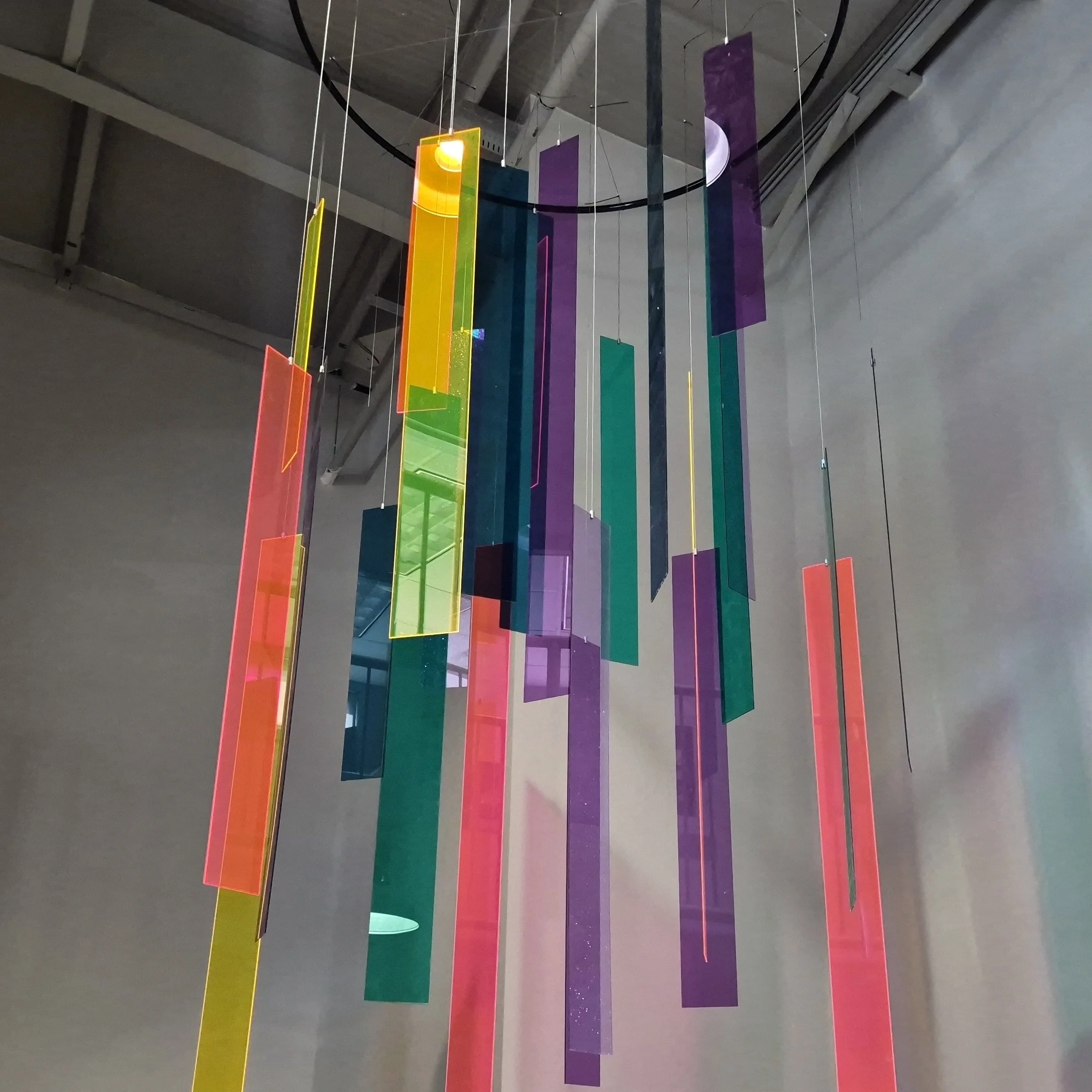 🌈 We're halfway through installing some of the more visually stunning features of Cross Church's Childrens' Ministry!

Colorful backlit acrylic elements that dangle and stand proud of the feature wall are paired with natural wood and waterfall solid