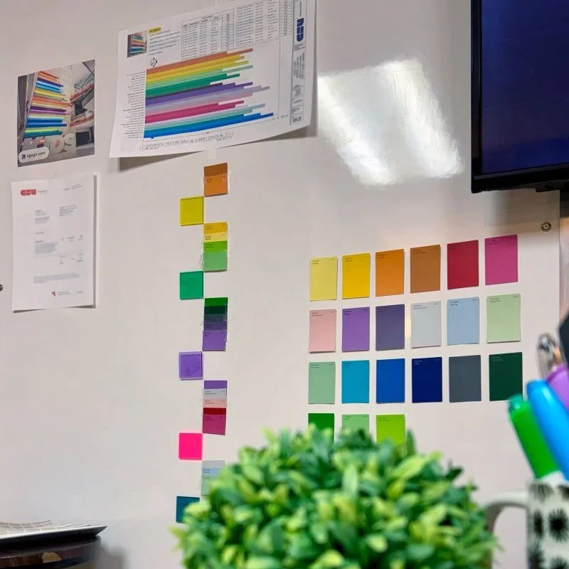 HOW IT STARTED 🌈 HOW IT'S GOING.

From color swatches and wall studies (swipe ➡) to a full-on rainbow slat feature wall with integrated lighting.

A lot of little decisions go into making a big idea come to life. Getting to see it all come together?