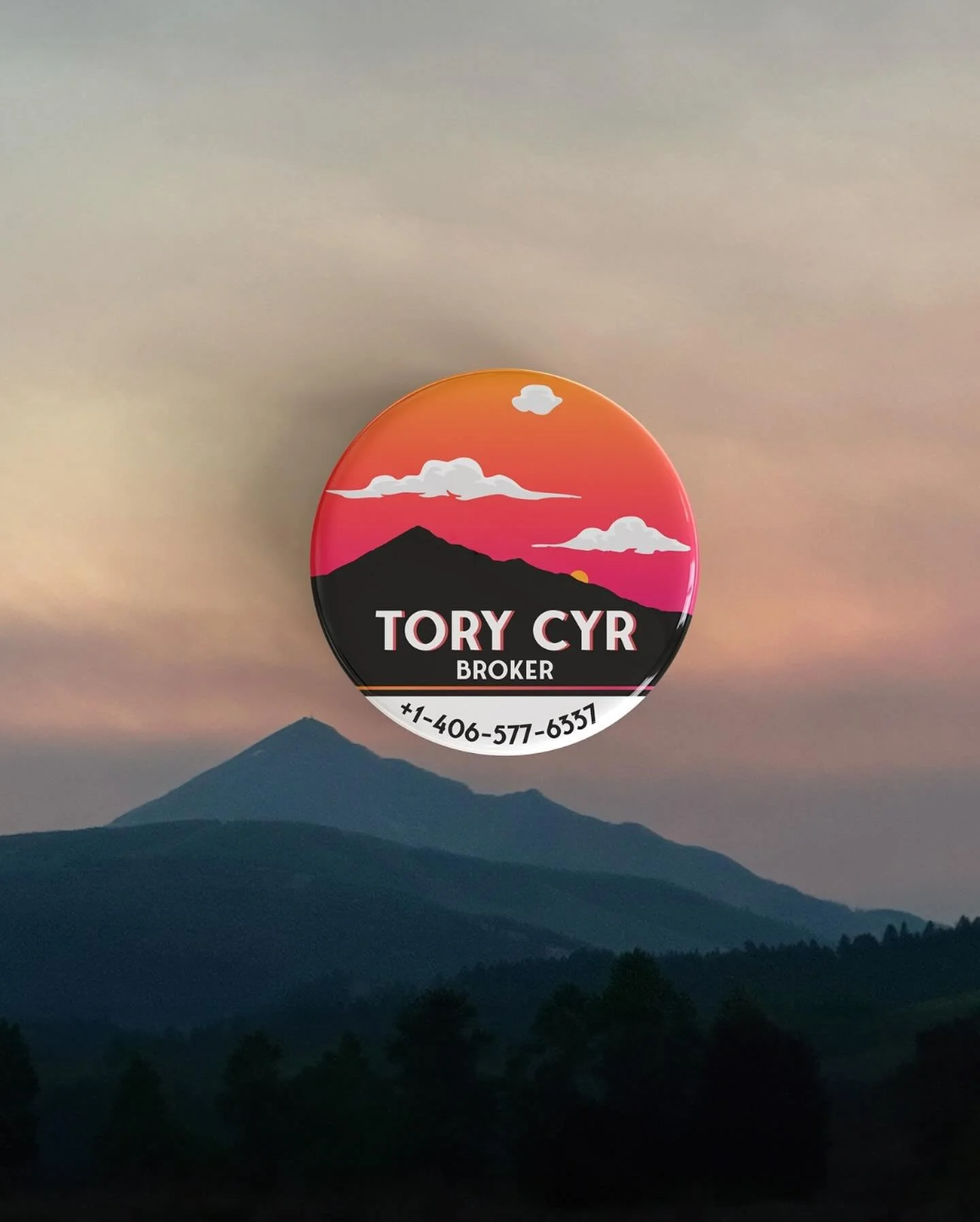 Super fun magnet/button project for @torycyrbigsky 🤩
 
Lone Peak + my C33 sunburst Tetons logo + the Big Sky logo, + Montana sunsets as inspiration = this awesome mountain-inspired design that&rsquo;s memorable and looks great on the fridge! 
 
(And