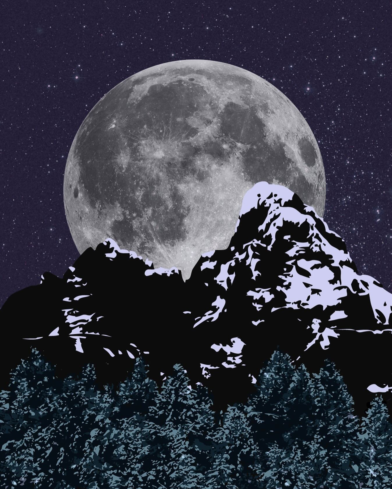 An ode to the Snow Moon 🌕 
 
Collage has always been one of my favorite ways to create! Masking and vectorizing my photos and turning them into a collage digitally feels a little different than scissors and glue but I love being able to adjust trans