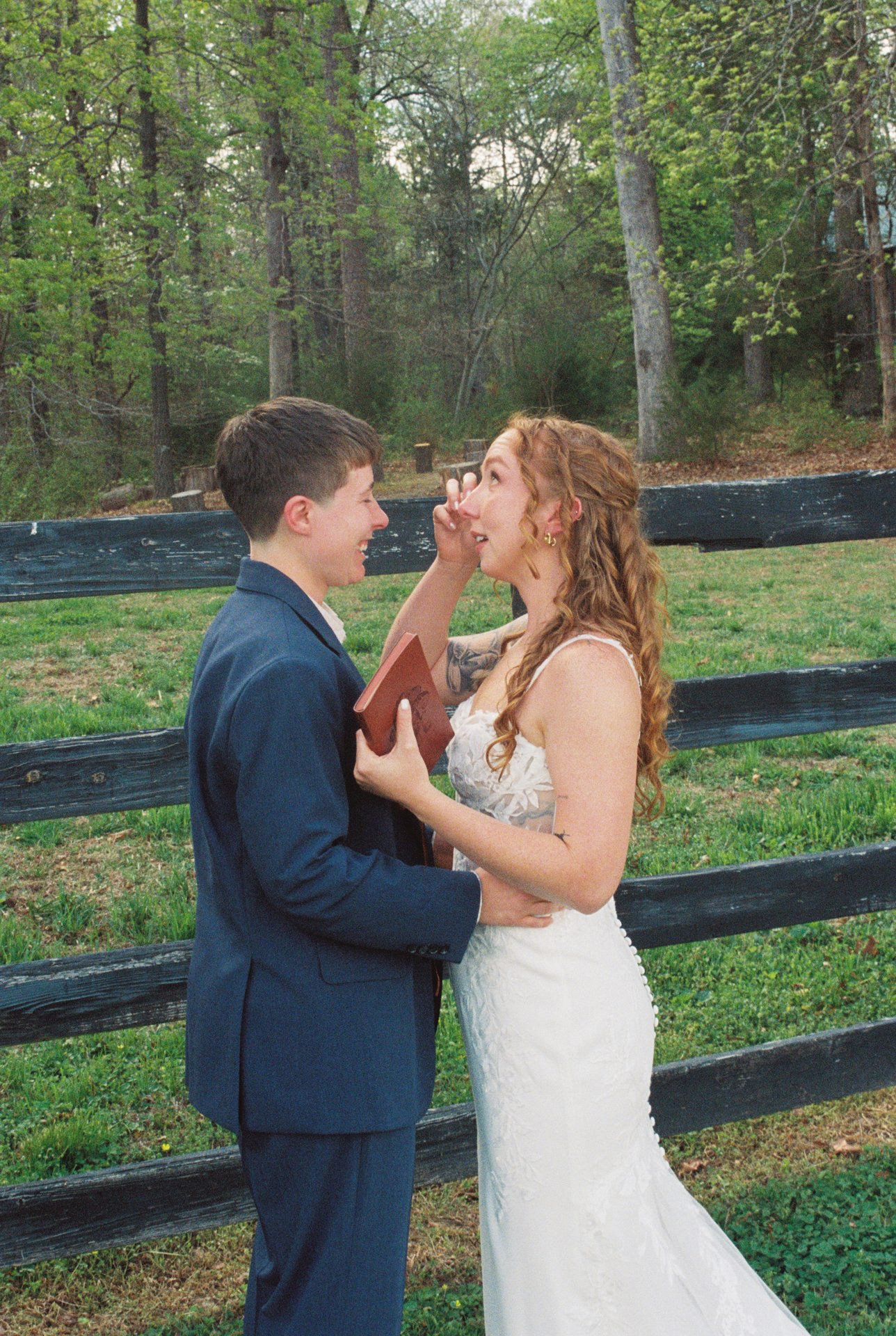 bride tearing up after wedding reveal