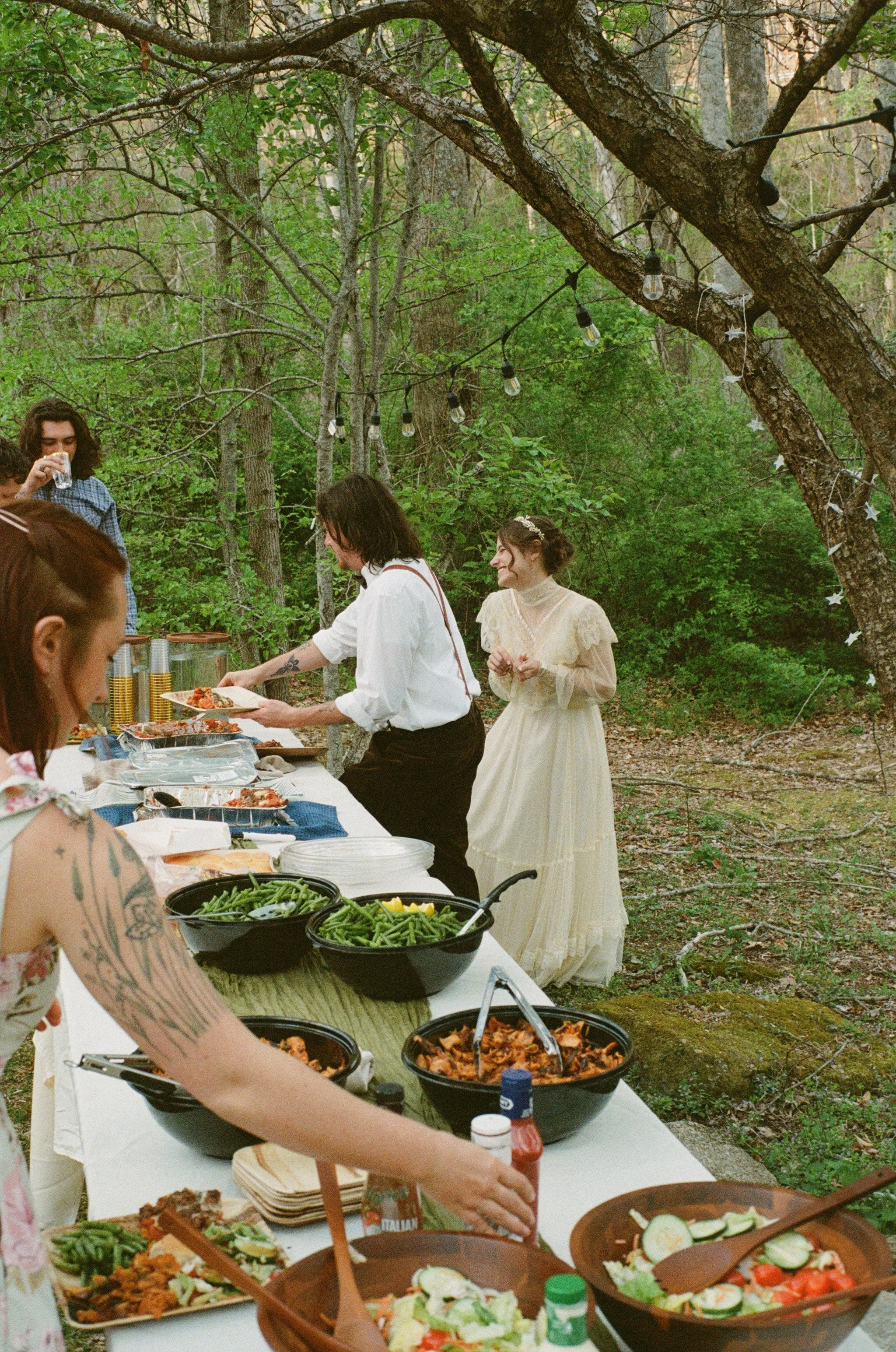 colorful summer wedding dinner in the mountains of north carolina