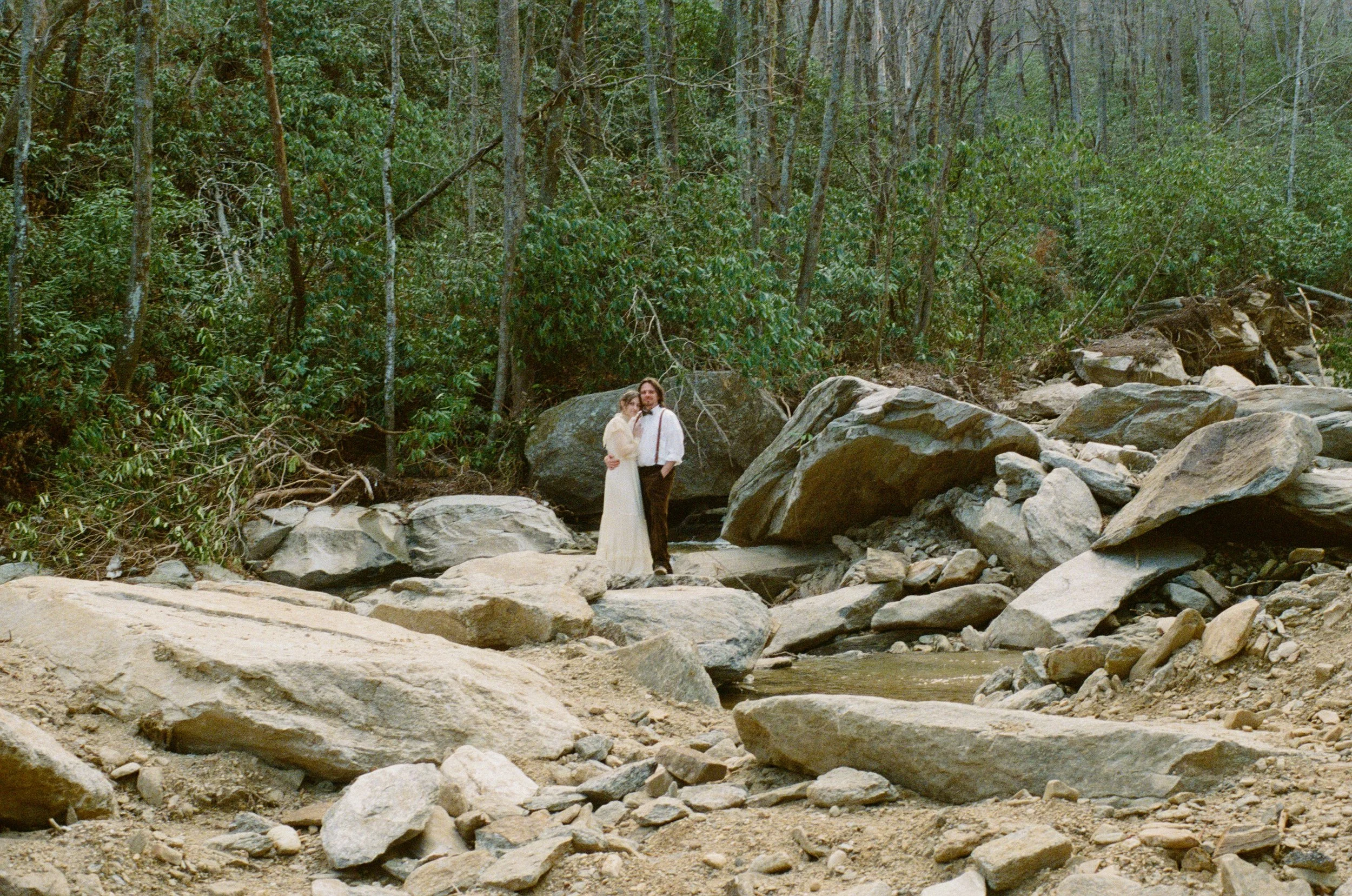 bridal portraits at laughing waters in gerton north carolina mountains