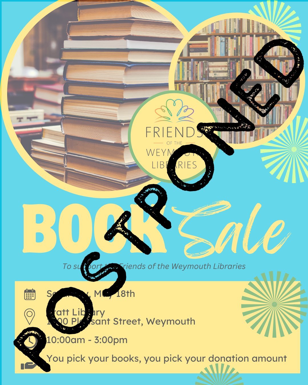 The Book Sale at Pratt Library has been postponed - we'll update you with the new date soon!