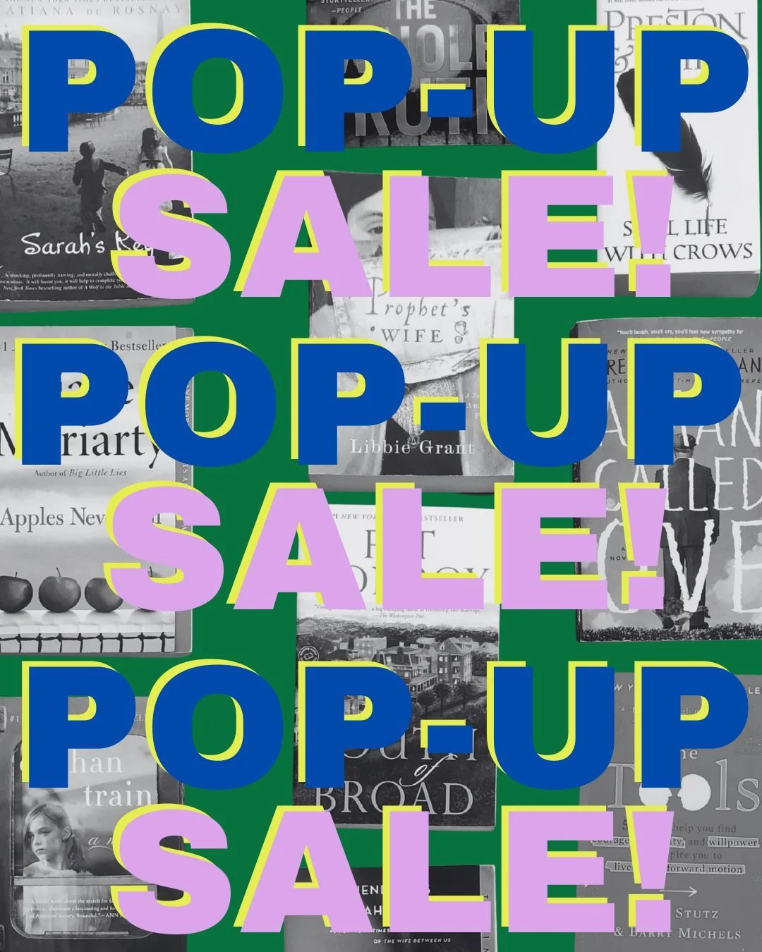 Friends, today is the last day of our big pop-up sale, so grab a bag and come visit us!

🗓 August 27 - 29 &amp; 31. And our hours are: Th: 10am-8pm; Fr: 10am-4pm; Sat 10am-4pm; and Mon: 10am-8pm.
📕 All large paperbacks are 5 for $1.00
📍Mary Quinto