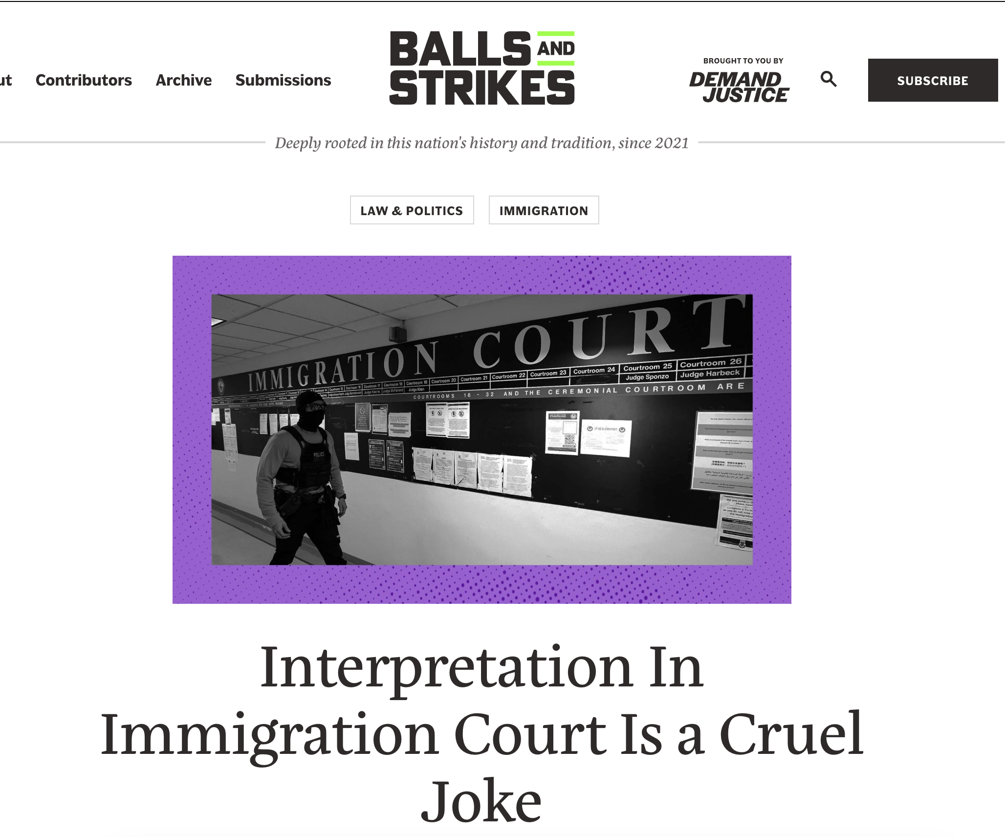 Article in Balls &amp; Strikes
