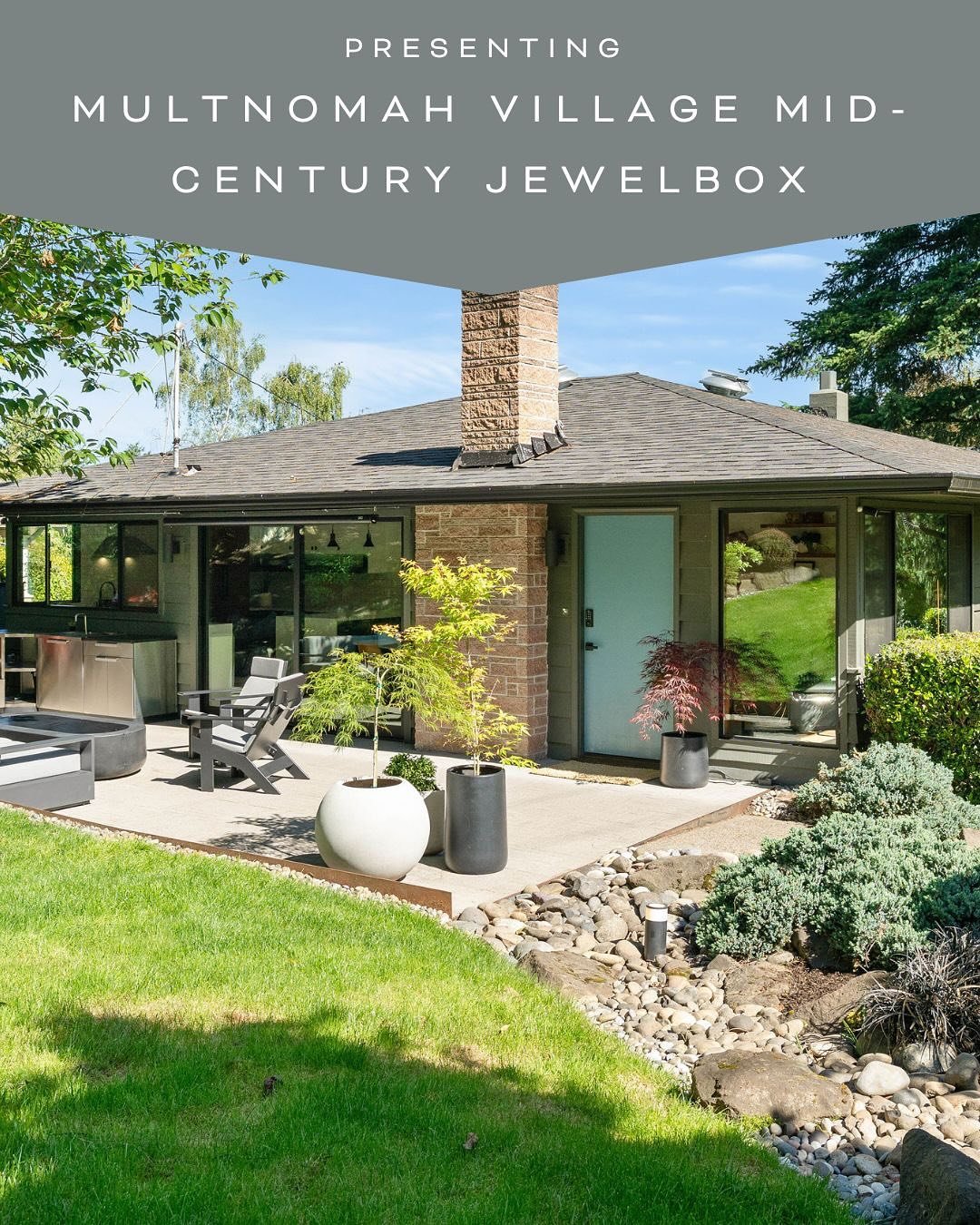 Multnomah Village Mid-Century Jewelbox

She&rsquo;s sharp, clean, turn-key&mdash;and still drenched in uncompromising, polished mid-century modern character. This unique home is nestled oh-so-perfectly into the gentle slope of Portland&rsquo;s rollin