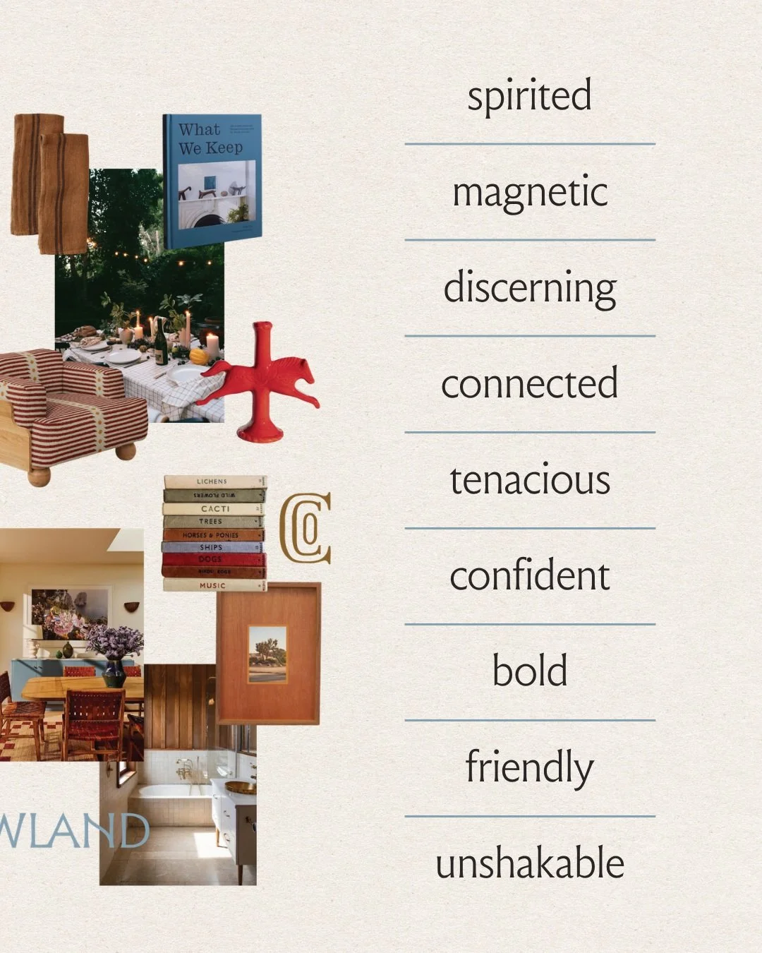 Before there was a logo, there were values.

Spirited. Magnetic. Discerning. Connected. Tenacious. Confident. Bold. Friendly. Unshakable.

They describe how it should feel to work with In Good Company: a concierge experience, not just a transaction. 