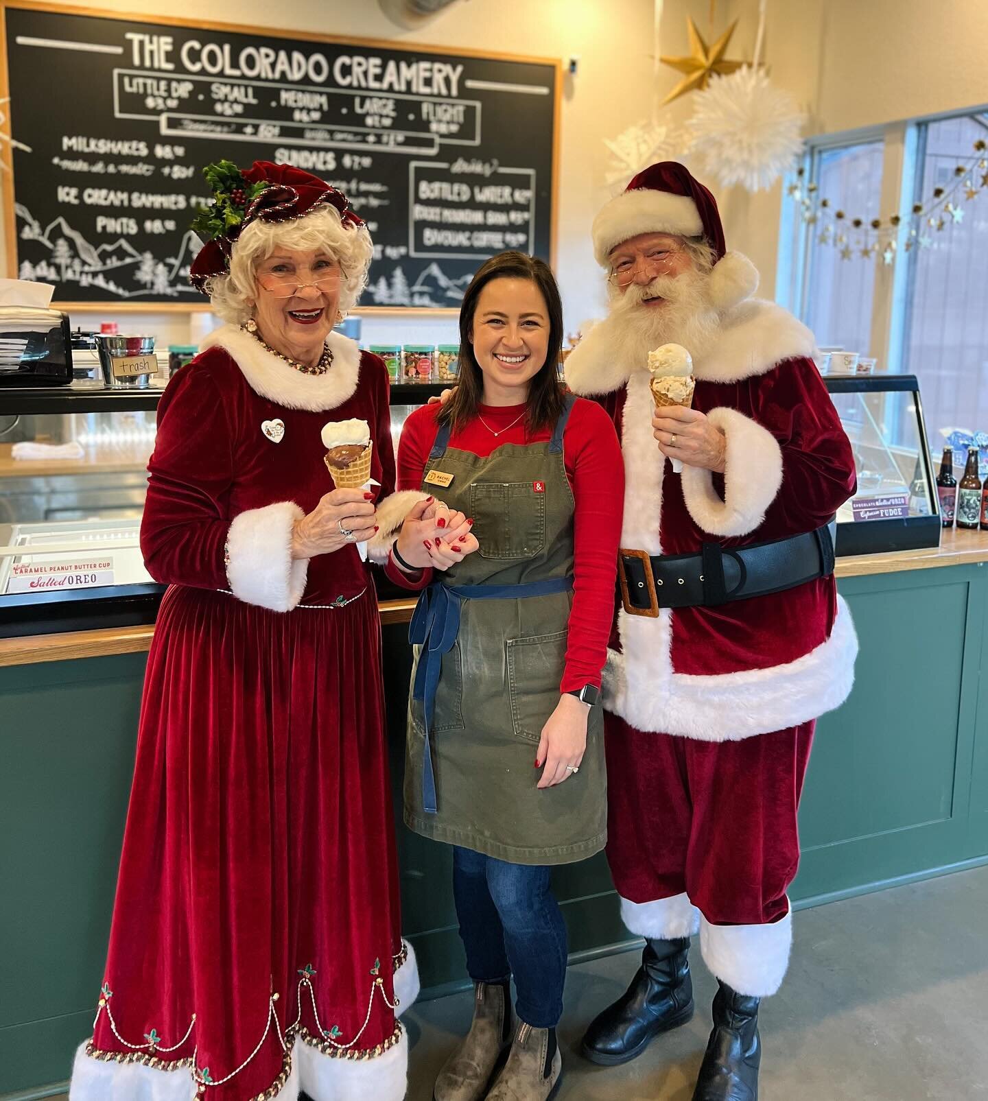 Santa + Mrs. Claus brought some Christmas magic to our shop yesterday! ✨ We are so thankful to everyone for bringing their kids out to enjoy a festive afternoon of fun!

Holiday flavors are going fast! Stop by to grab a scoop or a pint of your favori