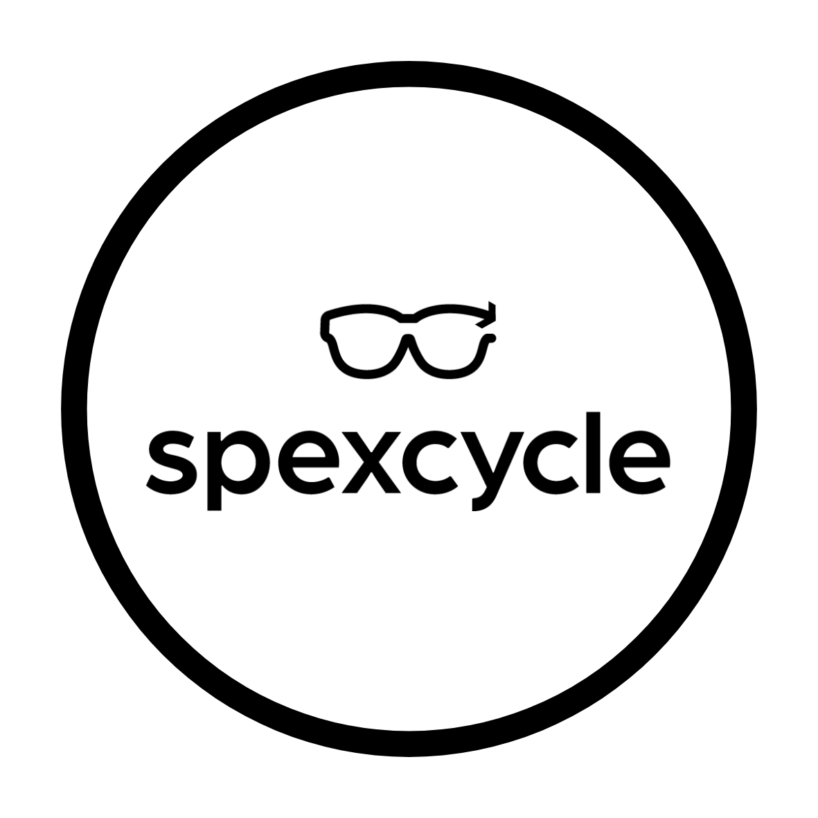 Black and white logo featuring the word 'spexcyle' with a stylized pair of glasses or goggles above it.