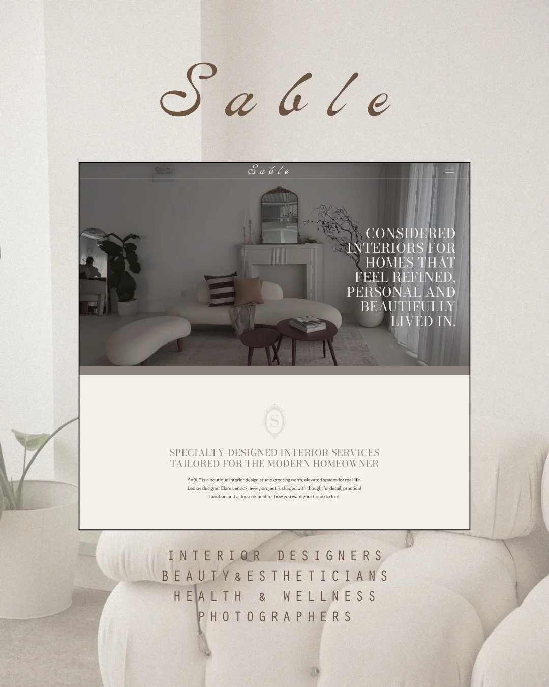 Coming soon to @ignitesites 
Meet SABLE 

Editorial and elevated.

Perfect for interior designers, beauty brands, wellness businesses, photographers, wedding industry services and creative brands wanting something polished, romantic and effortless wi