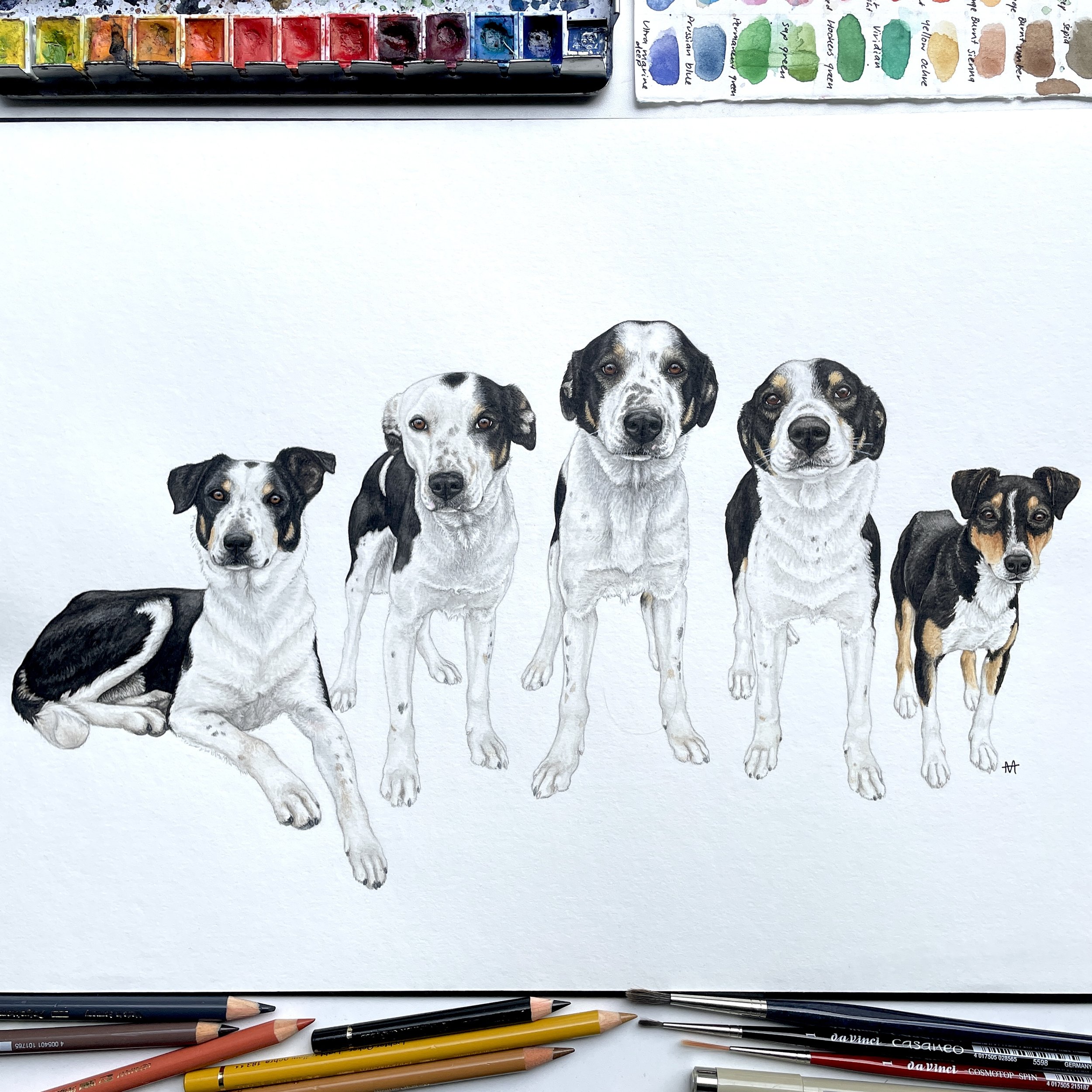 Heading Dog Team 🐾 A3 Watercolour Portrait