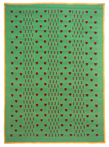 Sibyl Berries, Machine knitted hanging laminated with Rhoplex to canvas, 58"x 42.25," 1979, Charlotte Cain, Two very tiny spots at the top
