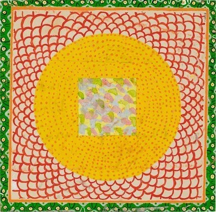 untitled, acrylic on Board, 7.9" x 8.05," c 1967-1968, signed C. Cain verso