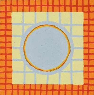 untitled, acrylic on board, 4" x 3.95," c 1968, signed C. Cain verso