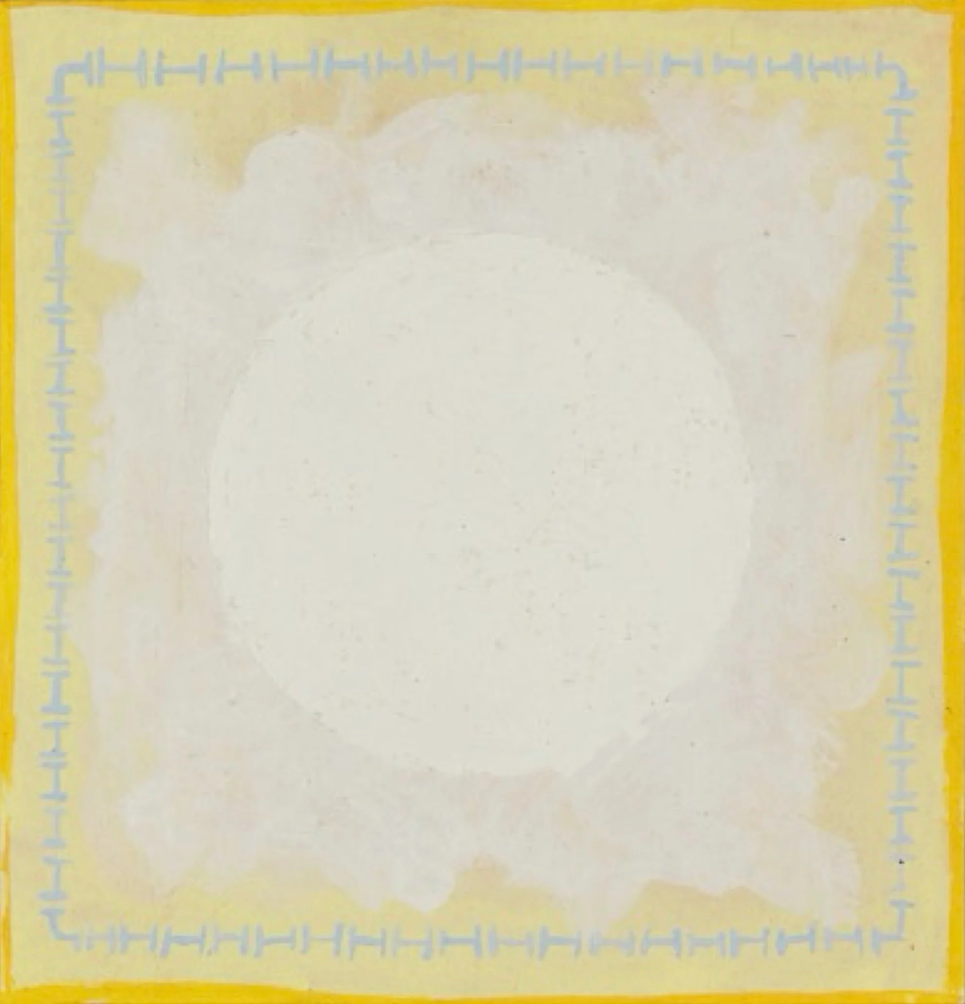 untitled, acrylic on board, 4" x 3.9," c 1968, signed C. Cain verso