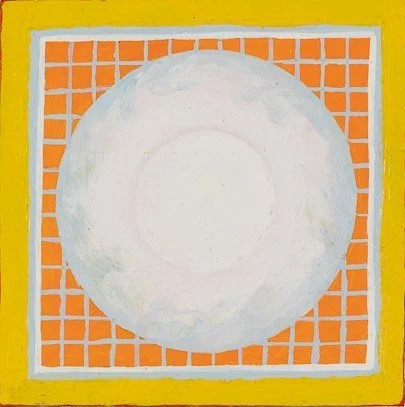 untitled, acrylic on board, 4.05" x 4.05," c 1968, signed C. Cain verso