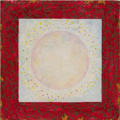 untitled, acrylic on masonite, 4.1" x 4.1." 1969, signed C. Cain verso