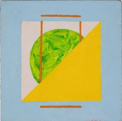 untitled, acrylic on masonite, 4.1" x 4.1." 1969, signed C. Cain verso