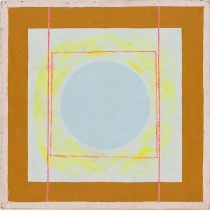 untitled., acrylic on masonite, 8" x 8," c 1969, signed C. Cain verso