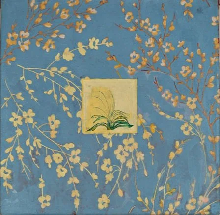 painting on stretched printed fabric