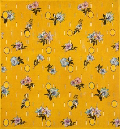 paintings on unstretched printed fabric