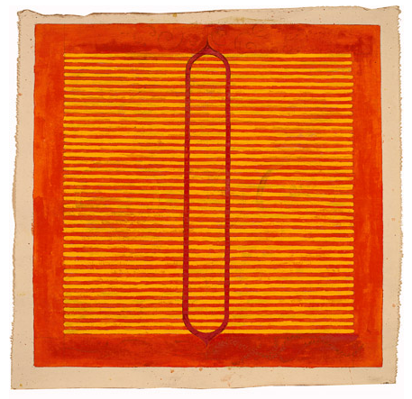 Untitled, Graphite, Walnut stain and gouache on canvas, 26" x 26", 2014, Charlotte Cain