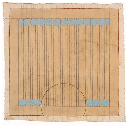 Untitled, Graphite, Walnut stain and gouache on canvas, 26" x 26", 2014, Charlotte Cain