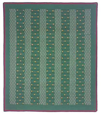 Green Tinted, Machine knitted hanging laminated with Rhoplex to canvas, 59" x 60," 1979, Charlotte Cain