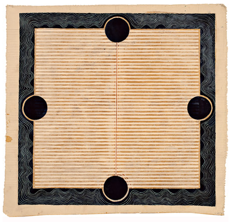 Untitled, Graphite, Walnut stain and gouache on canvas, 26" x 26", 2014, Charlotte Cain