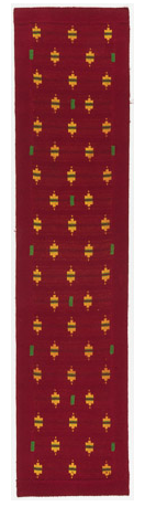 Christmas Banner, Machine knitted hanging laminated with Rhoplex to canvas, 82.5" x 19," 1979