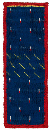 Untitled, Night, Rain and Wind, Machine knitted hanging laminated with Rhoplex to canvas, 21" x 7.4,"c 1978, Charlotte Cain - tiny damaged spot