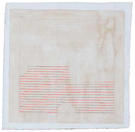 Untitled, Graphite, Walnut stain and gouache on canvas, 26" x 26", 2014, Charlotte Cain
