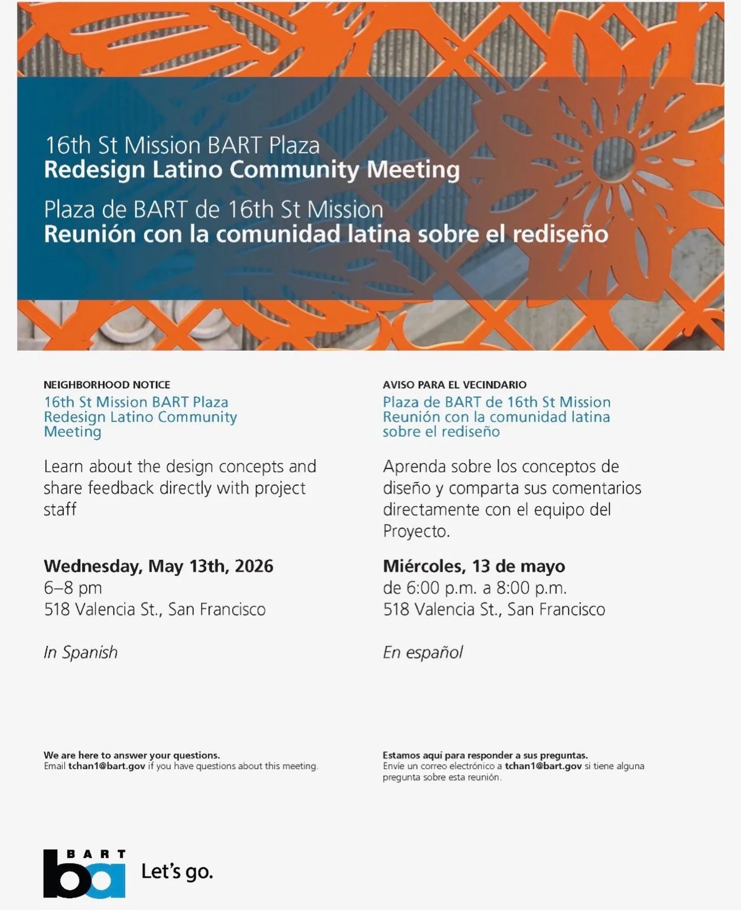 Tomorrow, our community has a chance to help shape the future of the 16th St Mission BART Plaza.

The public spaces on 24th Street were shaped in conjunction with street vendors and community advocacy to help preserve the culture and everyday life of