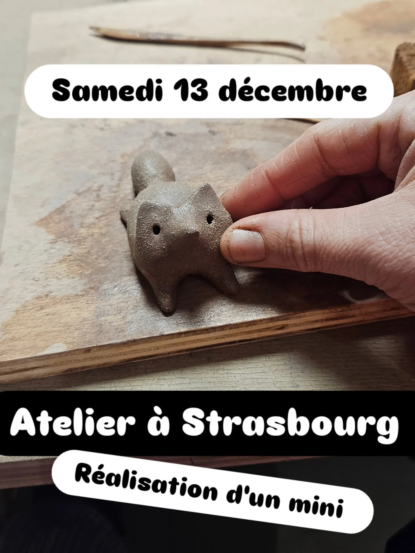 Je suis &eacute;galement en train de finir mon programme de stages 2026 et en attendant, je fais deux minis ateliers d'une heure le samedi 13 d&eacute;cembre &agrave; 10h15 et &agrave; 11h45. Ouverts aux Adultes et aux enfants.

Il s'agit d'un atelie