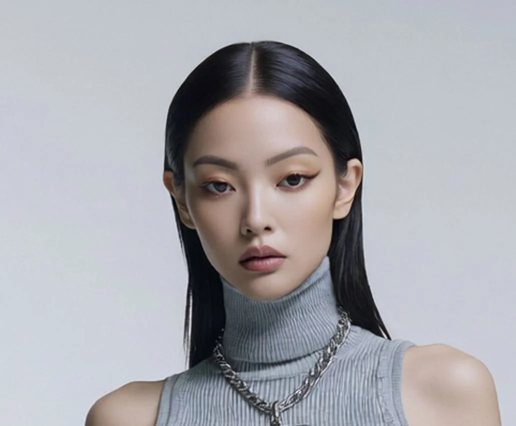 Model and brand ambassador Xia Iseri in a portrait photoshoot for digital fashion brand [ze Luna].