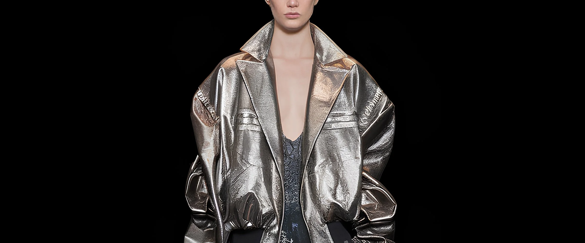 A cover piece for digital fashion brand [ze Luna]'s latest [Offworld] release, featuring a fashion piece with avant-garde aesthetics and otherworldly vibes.