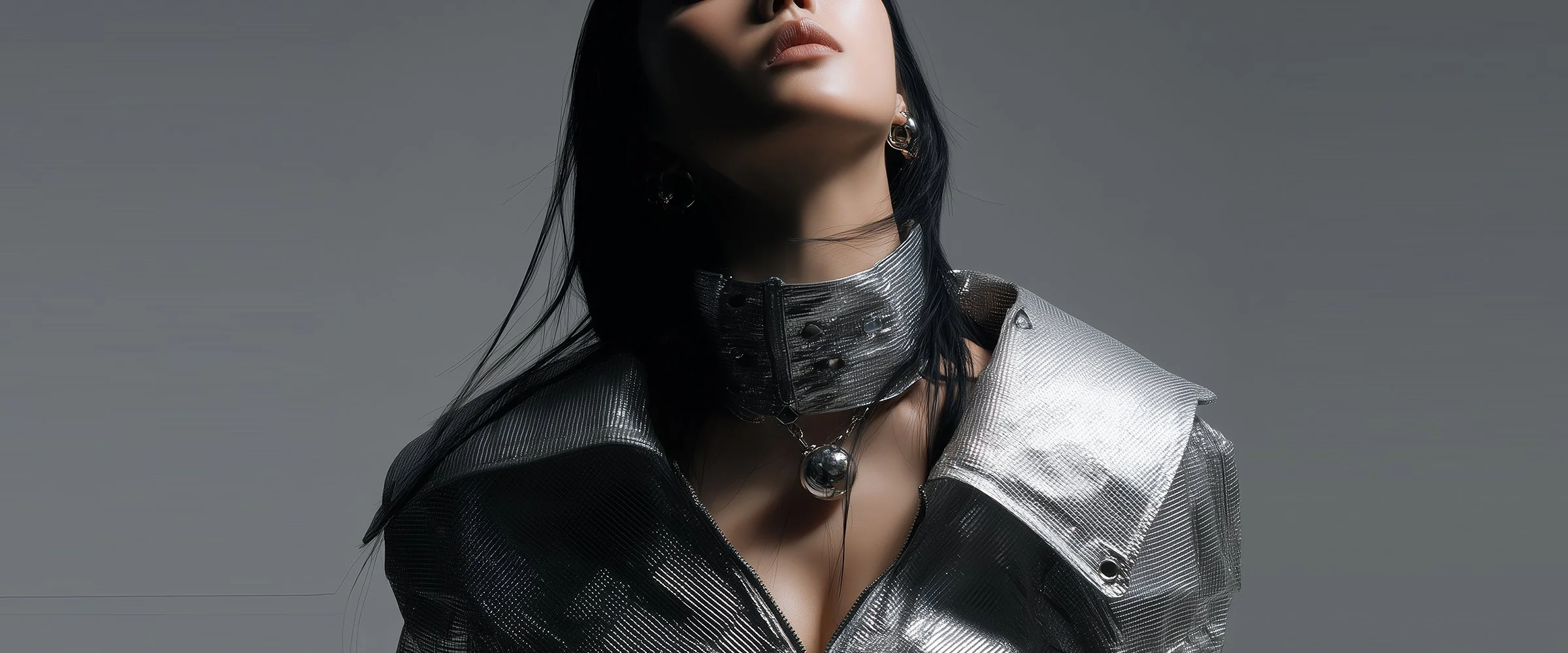 A cover piece for digital fashion brand [ze Luna]'s latest [Offworld] release, featuring a fashion piece with avant-garde aesthetics and otherworldly vibes.