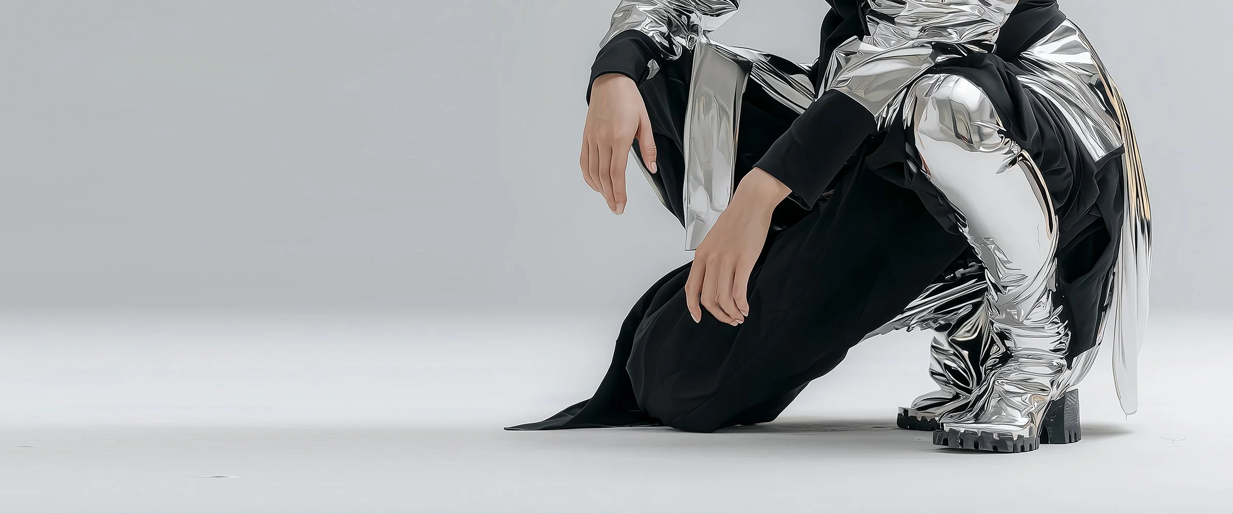 A cover piece for digital fashion brand [ze Luna]'s latest [Offworld] release, featuring a fashion piece with avant-garde aesthetics and otherworldly vibes.