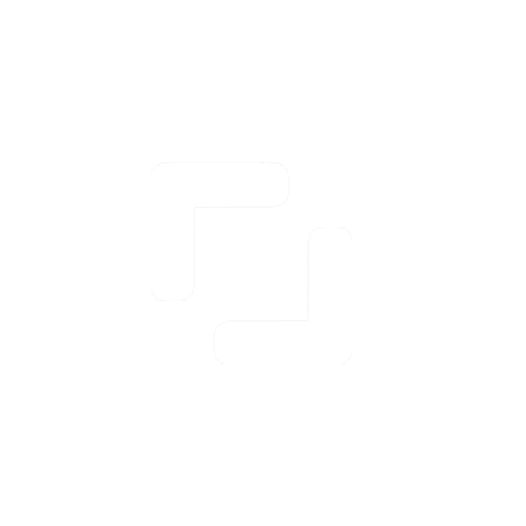 A black and white logo featuring two stylized, white, L-shaped brackets facing each other on a black background.