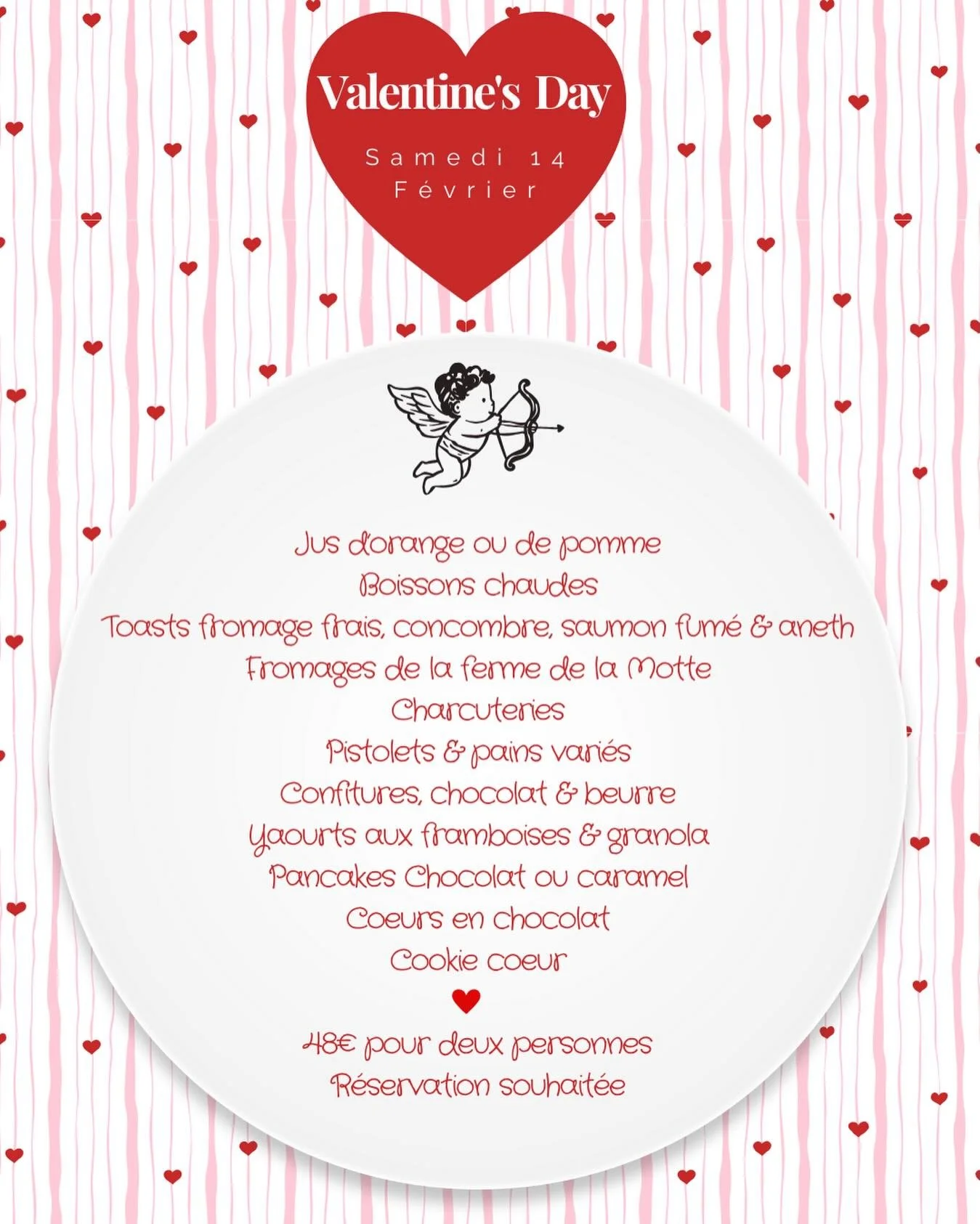 &hearts;️Offrez-vous un moment tout en douceur autour d&rsquo;un petit-d&eacute;jeuner en amoureux &hearts;️
Rendez-vous le samedi 14 f&eacute;vrier, de 8h30 &agrave; 11h00, pour partager une parenth&egrave;se gourmande &agrave; deux.
Les places &eac