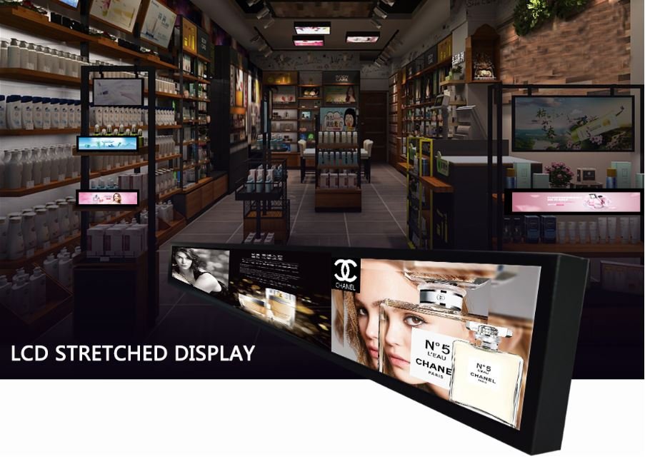 Ultra-wide stretched digital display for Chanel