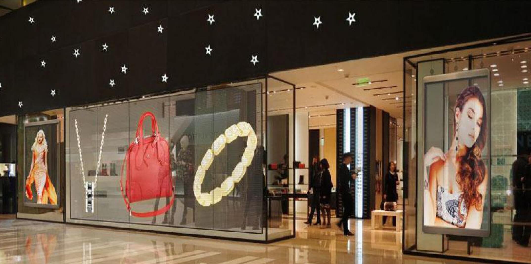Digital LED Screens Transparent Fixed Panels for shopping retail