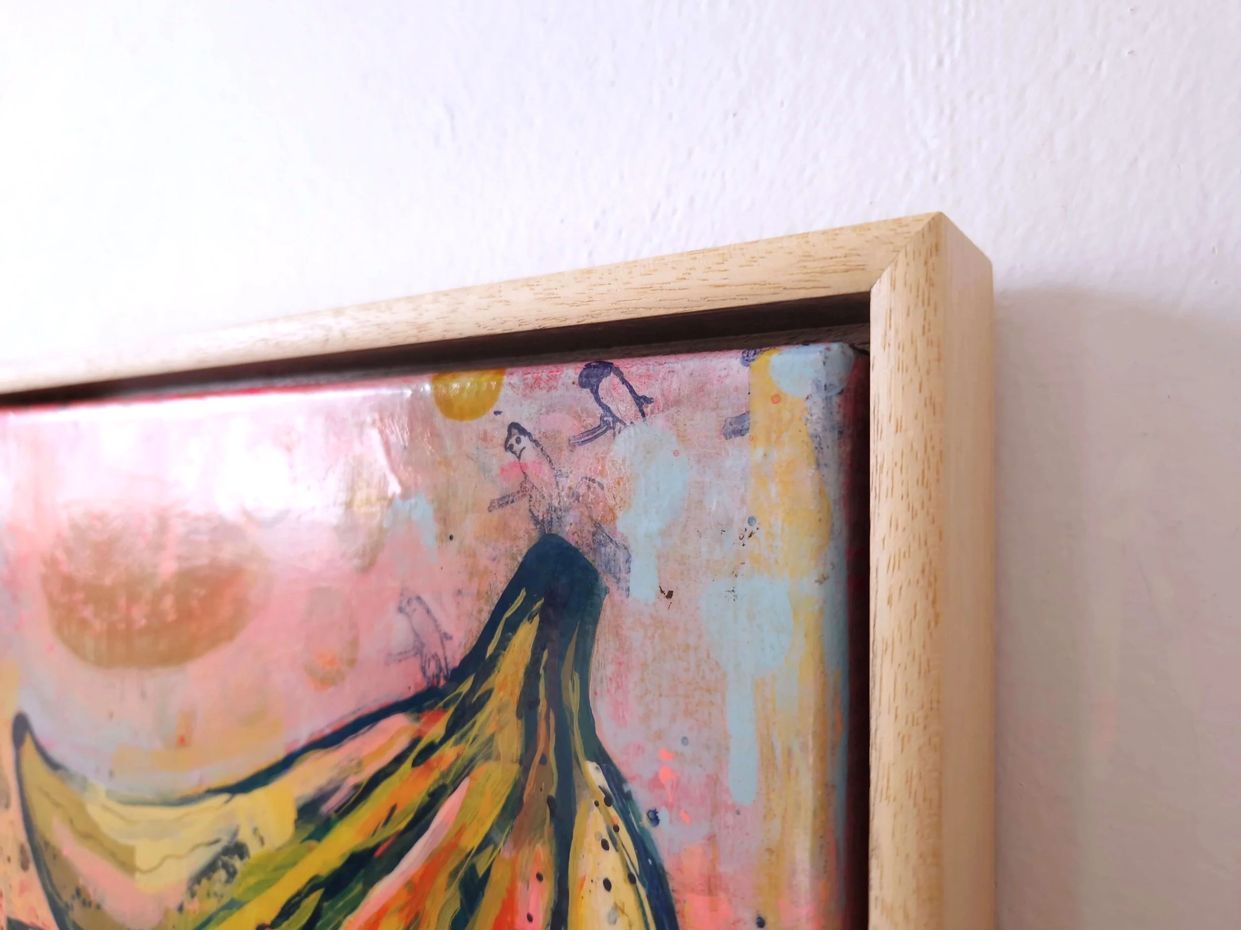 colourful abstract painting of vibrant bananas, detail