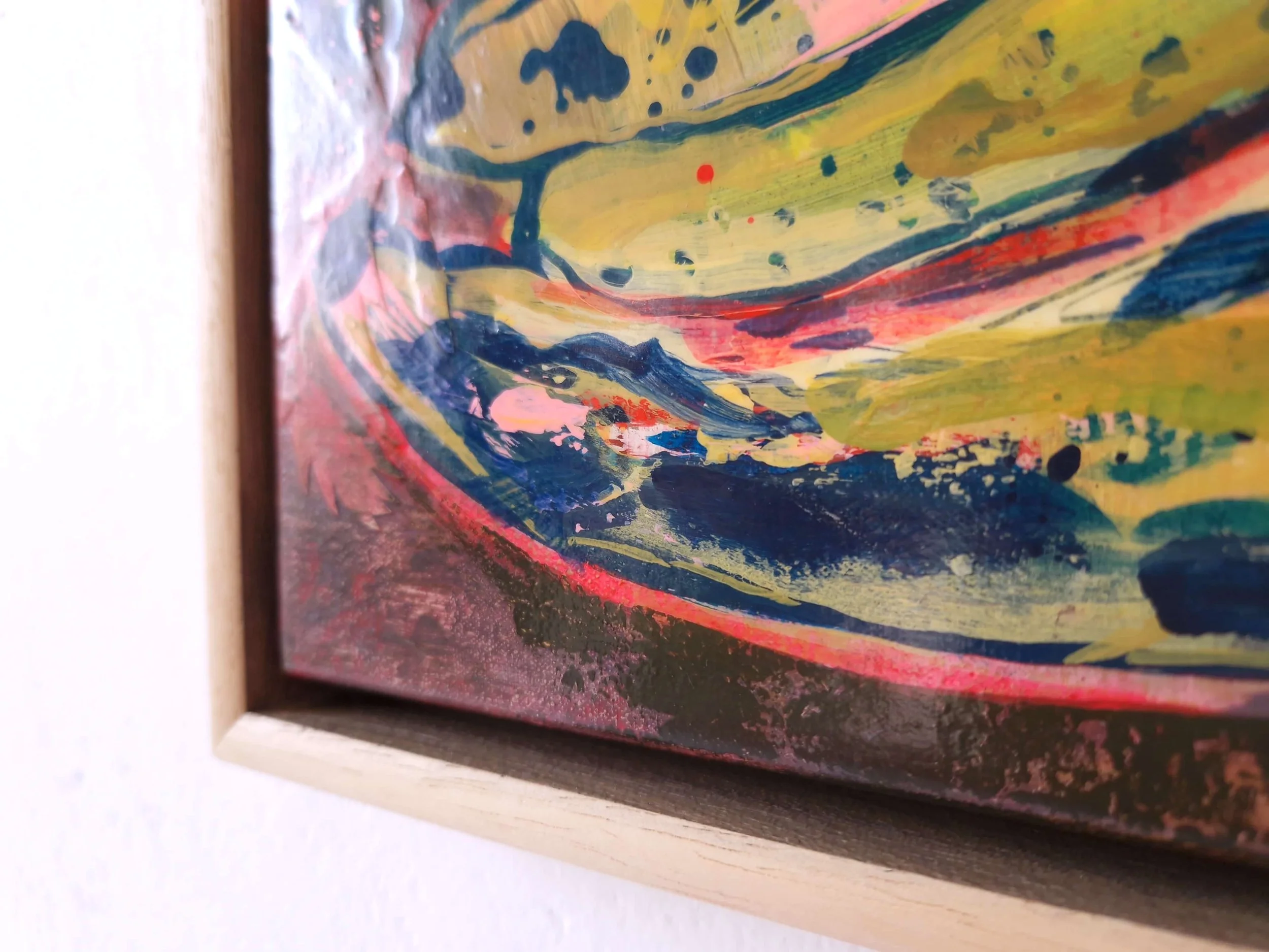 colourful abstract painting of vibrant bananas, detail
