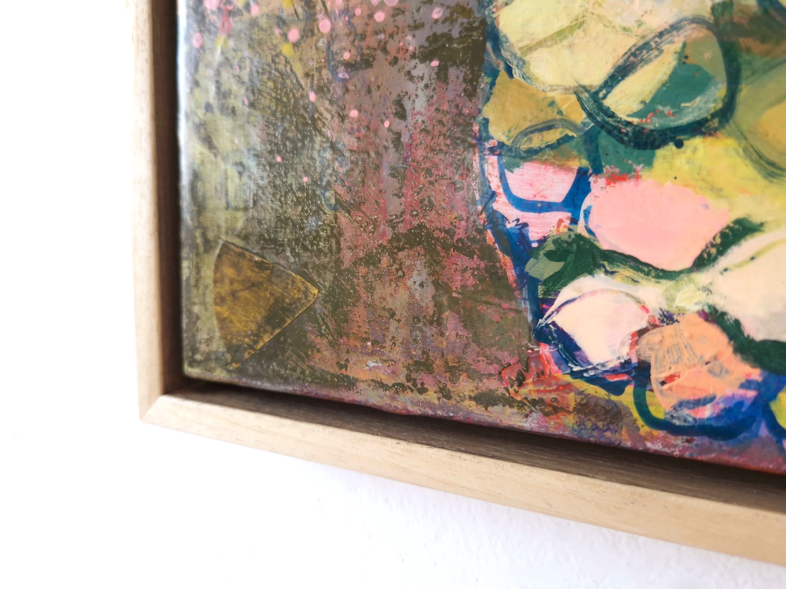 cheerful abstract painting of a colourful pineapple, detail